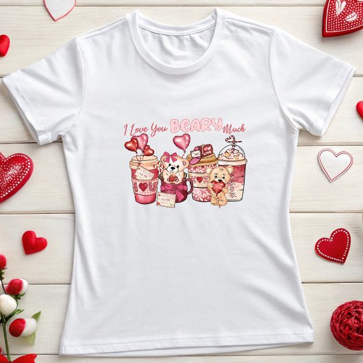 Ik hou van je Beary Much, Roze Valentijn T-shirt
