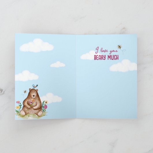 Ik hou van je Beary veel blij Moederdag Schattige  Feestdagen Kaart (Binnen)