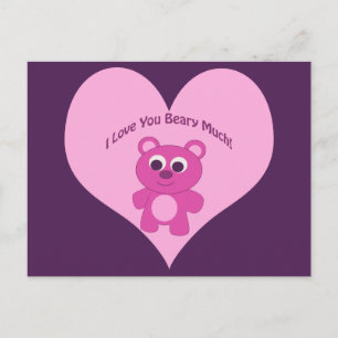 Ik hou van je beary veel! Roze Beer Briefkaart