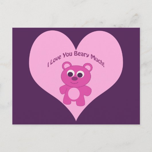 Ik hou van je beary veel! Roze Beer Briefkaart (Voorkant)