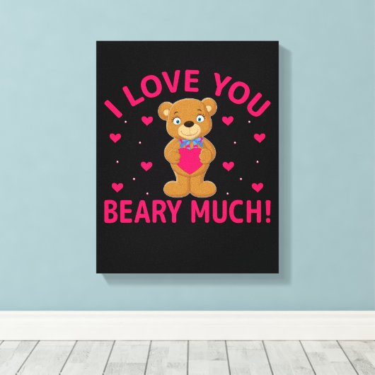 Ik hou van je beary veel Teddy Bear Canvas Afdruk (Insitu (Houten vloer))
