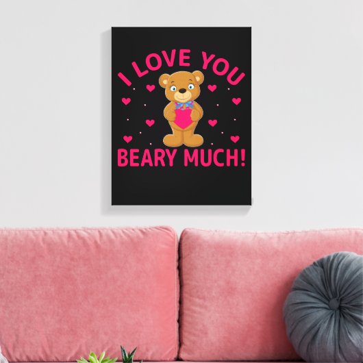 Ik hou van je beary veel Teddy Bear Canvas Afdruk (Insitu (Woonkamer))