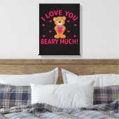 Ik hou van je beary veel Teddy Bear Canvas Afdruk (Insitu (Slaapkamer))