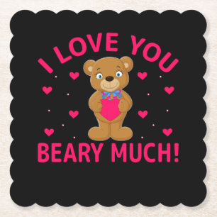 Ik hou van je beary veel Teddy Bear Kartonnen Onderzetters