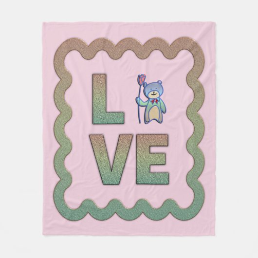 Ik hou van je Beary Very Much Pink Schattige Perso Fleece Deken (Voorkant)