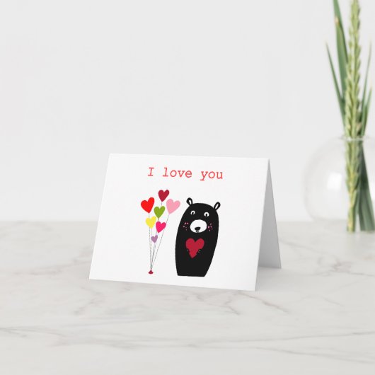 "Ik hou van je" Beer Valentijn Love card Kaart (Voorkant)
