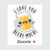 Ik hou van je Beery Much Funny Drink Pun Sticker (Vel)