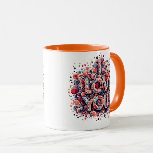 Ik hou van je bericht mok (Voorkant rechts)