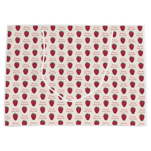 Ik hou van je Berry Much Raspberry Pattern Groot Cadeauzakje (Voorkant)