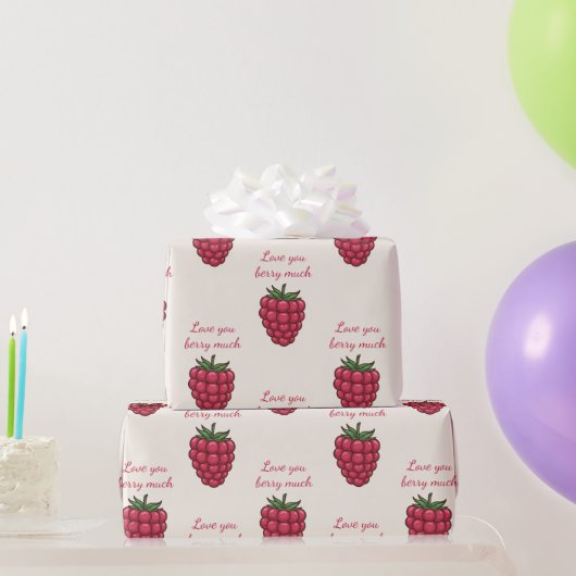 Ik hou van je Berry Much Red Raspberry | Valentijn Cadeaupapier (Feestgeschenken)