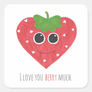 Ik hou van je Berry veel aardbeiensticker Vierkante Sticker