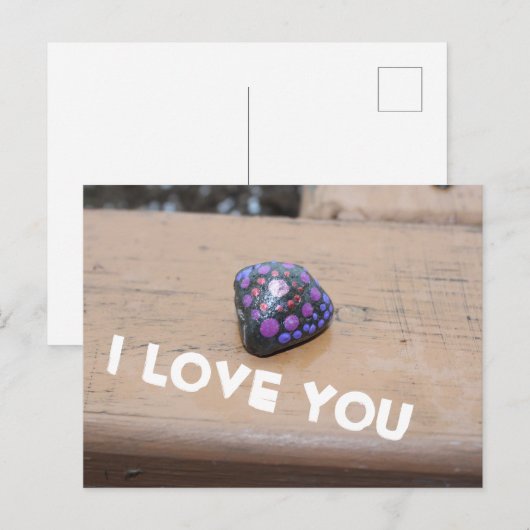 Ik hou van je beschilderde rotsen briefkaart (Voorkant / Achterkant)