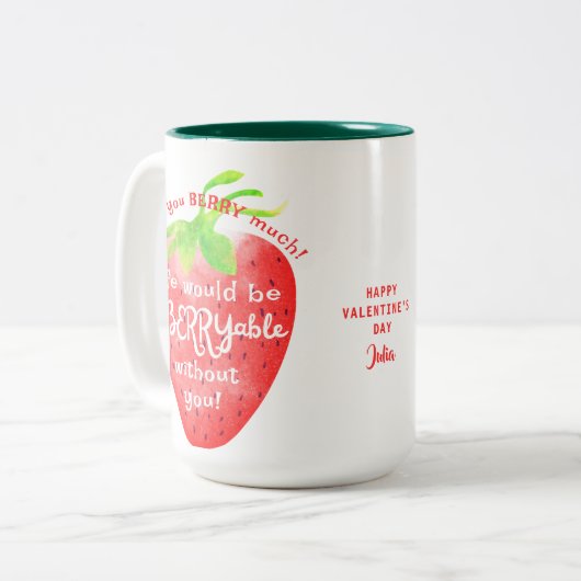 Ik hou van je bessen veel aardbeien zoete Valentij Tweekleurige Koffiemok (Voorkant links)