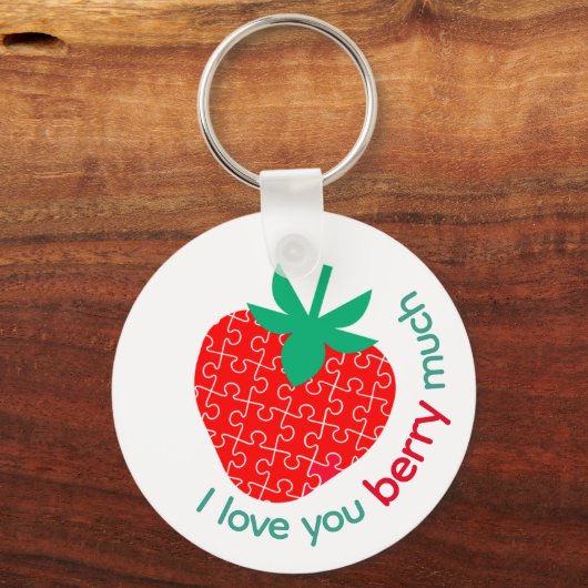 Ik hou van je bessen veel legpuzzel aardbei sleutelhanger (Achterkant)