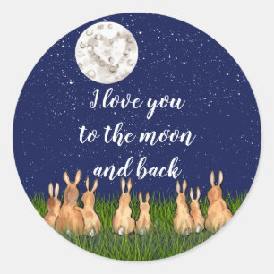 Ik hou van je bij de Maan & Back Bunny Night Star  Ronde Sticker