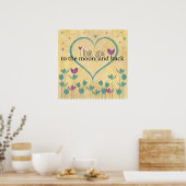 Ik hou van je bij de Maan- en Achterste Word Art Poster (Keuken)