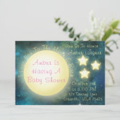 Ik hou van je bij de maan en het Baby shower. Kaart (Staand voorkant)