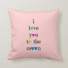 Ik hou van je bij de maan.... en rug (aqua op roze kussen