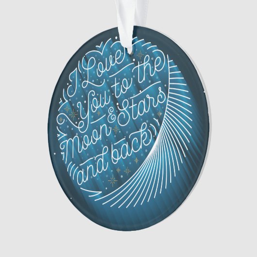 Ik hou van je bij de maan en sterrenacrylversierin ornament (voorkant)