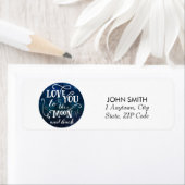 Ik hou van je bij de maansterrenadreslabels etiket (Insitu)