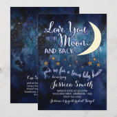 Ik hou van je bij de Moon & Back Twin Shower Uitno Kaart (Voorkant / Achterkant)