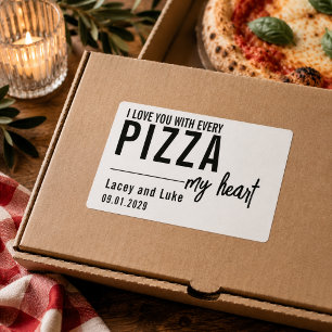 Ik hou van je bij elke pizza Grappige pizzaparti Rechthoekige Sticker