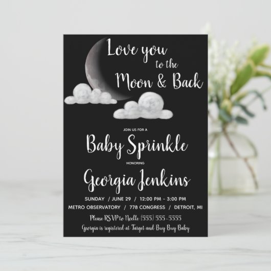 Ik hou van je bij het Baby shower Moon & Back Kaart (Staand voorkant)