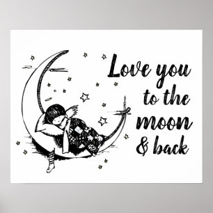 Ik hou van je bij het Moon en Back Nursery Quote Poster