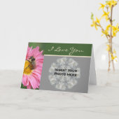 Ik hou van je bij op Daisy gepersonaliseerde foto Kaart (Gele Bloem)