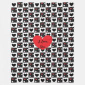 Ik hou van je, Black Red White Fleece Blanket Deken (Voorkant)