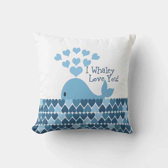 Ik hou van je! Blauw Kussen (Voorkant)