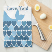 Ik hou van je! Blauw Theedoek (Quarter Fold)