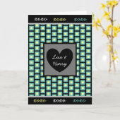 'Ik hou van je' Blauwe, Blauwgroen en zwarte Mascu Kaart (Gele Bloem)