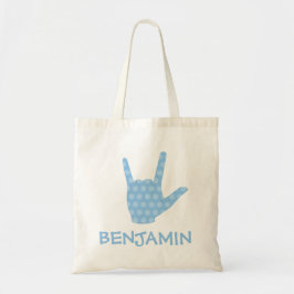Ik hou van je blauwe gebarentaal, jongen naam Canv Tote Bag