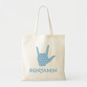 Ik hou van je blauwe gebarentaal, jongen naam Canv Tote Bag