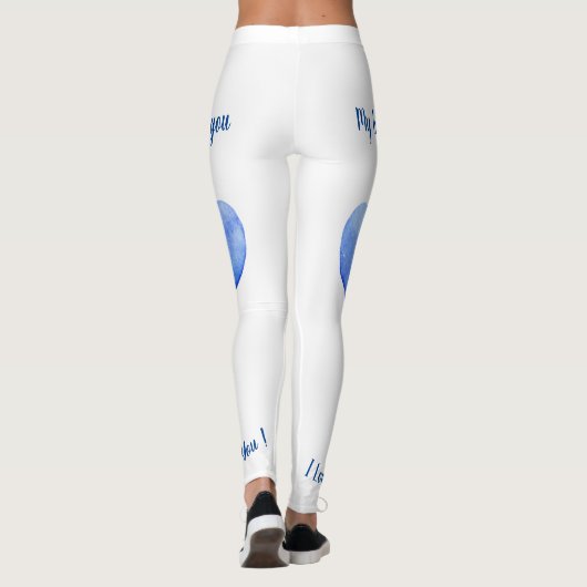 Ik hou van je blauwe hartslag Valentijnsdag omdraa Leggings (Achterkant)