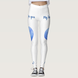 Ik hou van je blauwe hartslag Valentijnsdag omdraa Leggings