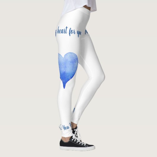 Ik hou van je blauwe hartslag Valentijnsdag omdraa Leggings (Rechts)