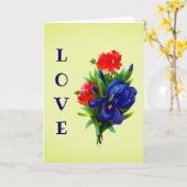 Ik hou van je blauwe Iris ventilator, persoonlijke Kaart (Gele Bloem)