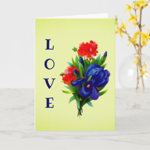 Ik hou van je blauwe Iris ventilator, persoonlijke Kaart