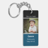 Ik hou van je blauwe papa Aangepaste baby Fotonaam Sleutelhanger (Voorkant Links)