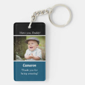 Ik hou van je blauwe papa Aangepaste baby Fotonaam Sleutelhanger (achterkant)