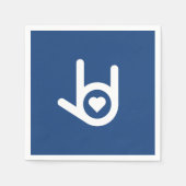 Ik hou van je, blauwe servetten (Voorkant)