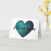 Ik hou van je blauwe Valentijnsdag Kaart (Gele Bloem)