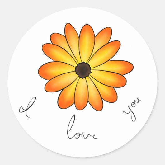 Ik hou van je bloemen Sticker (Voorkant)