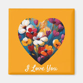 Ik hou van je bloemenhartmagneet magneet (Voorkant)