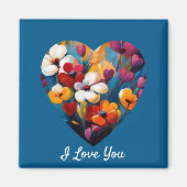 Ik hou van je bloemenhartmagneet magneet (Voorkant)