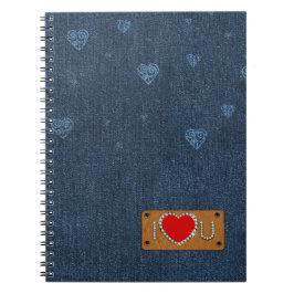 Ik hou van je. Blue Denim Pattern-cadeau Notitieboek