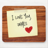 Ik hou van je briefje op hout muismat (Voorkant)