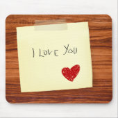 Ik hou van je briefje op hout muismat (Voorkant)